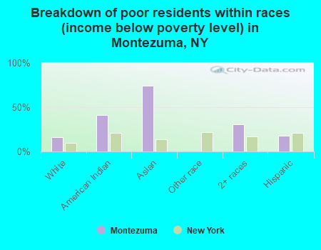 Breakdown of poor residents within races (income below poverty level) in Montezuma, NY
