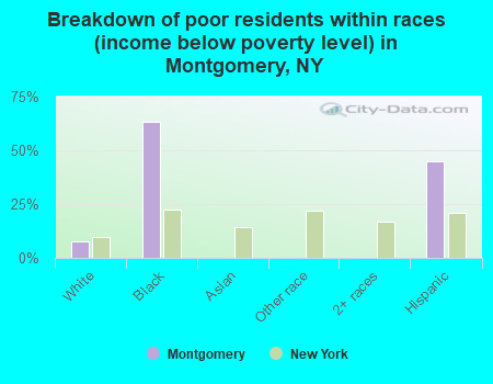 Breakdown of poor residents within races (income below poverty level) in Montgomery, NY