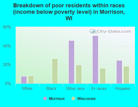 Breakdown of poor residents within races (income below poverty level) in Morrison, WI