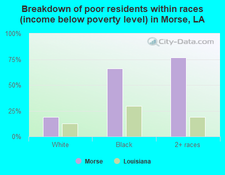 Breakdown of poor residents within races (income below poverty level) in Morse, LA