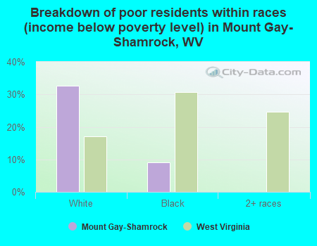 Breakdown of poor residents within races (income below poverty level) in Mount Gay-Shamrock, WV
