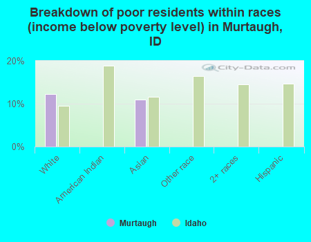 Breakdown of poor residents within races (income below poverty level) in Murtaugh, ID