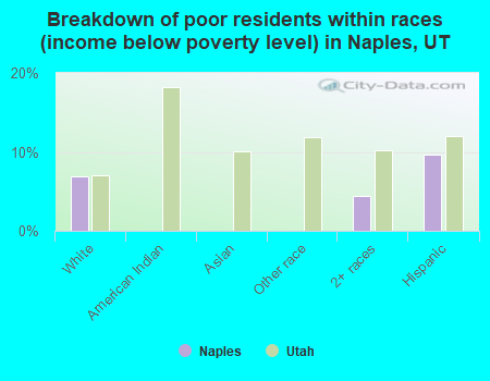 Breakdown of poor residents within races (income below poverty level) in Naples, UT