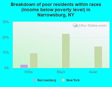 Breakdown of poor residents within races (income below poverty level) in Narrowsburg, NY