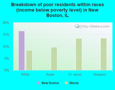 Breakdown of poor residents within races (income below poverty level) in New Boston, IL