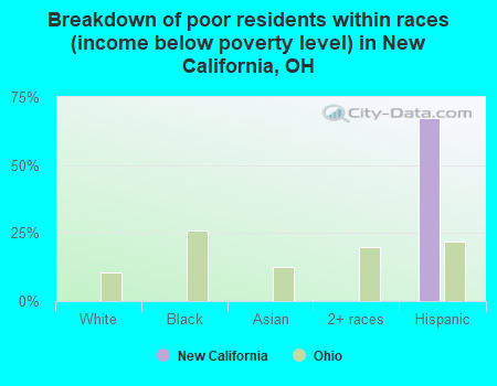 Breakdown of poor residents within races (income below poverty level) in New California, OH