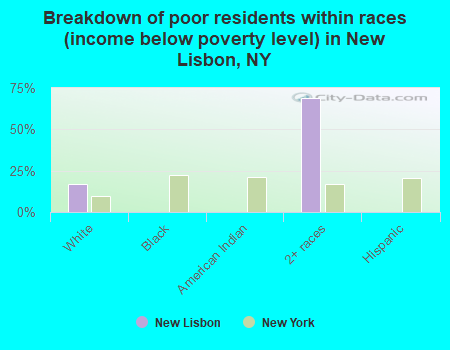 Breakdown of poor residents within races (income below poverty level) in New Lisbon, NY