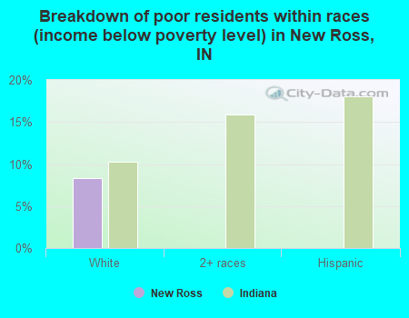 Breakdown of poor residents within races (income below poverty level) in New Ross, IN