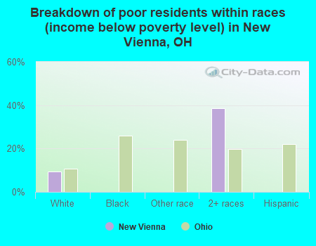 Breakdown of poor residents within races (income below poverty level) in New Vienna, OH