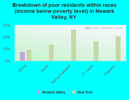 Breakdown of poor residents within races (income below poverty level) in Newark Valley, NY
