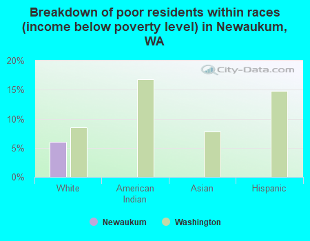 Breakdown of poor residents within races (income below poverty level) in Newaukum, WA