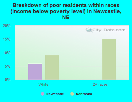 Breakdown of poor residents within races (income below poverty level) in Newcastle, NE