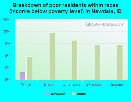 Breakdown of poor residents within races (income below poverty level) in Newdale, ID