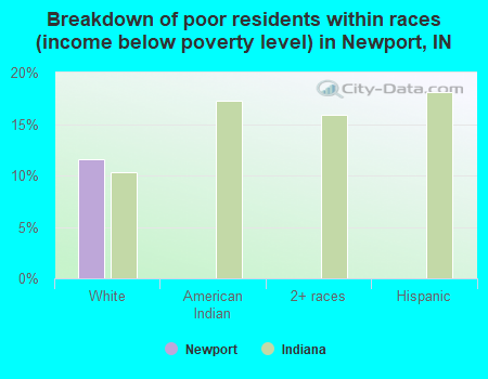 Breakdown of poor residents within races (income below poverty level) in Newport, IN