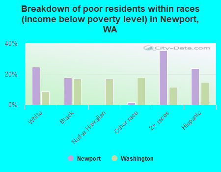 Breakdown of poor residents within races (income below poverty level) in Newport, WA