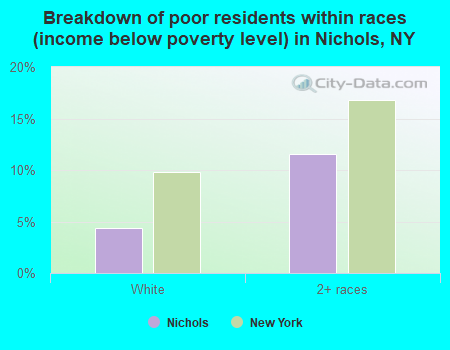Breakdown of poor residents within races (income below poverty level) in Nichols, NY