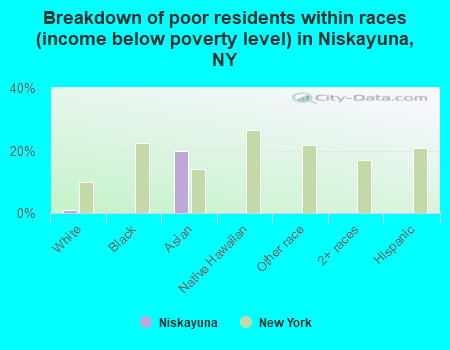 Breakdown of poor residents within races (income below poverty level) in Niskayuna, NY