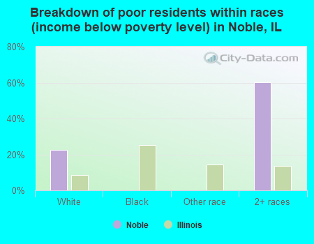 Breakdown of poor residents within races (income below poverty level) in Noble, IL