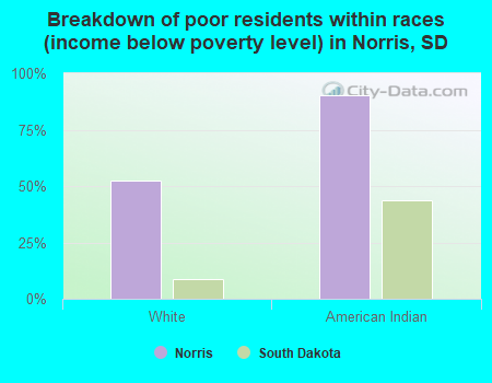 Breakdown of poor residents within races (income below poverty level) in Norris, SD