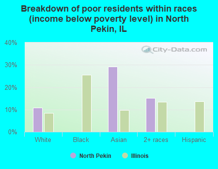 Breakdown of poor residents within races (income below poverty level) in North Pekin, IL