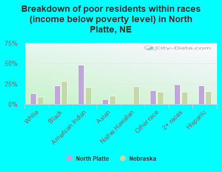 Breakdown of poor residents within races (income below poverty level) in North Platte, NE