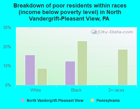 Breakdown of poor residents within races (income below poverty level) in North Vandergrift-Pleasant View, PA