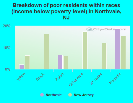 Breakdown of poor residents within races (income below poverty level) in Northvale, NJ