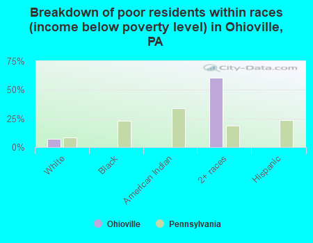 Breakdown of poor residents within races (income below poverty level) in Ohioville, PA