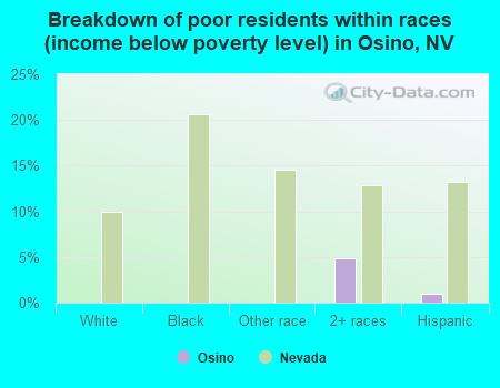 Breakdown of poor residents within races (income below poverty level) in Osino, NV