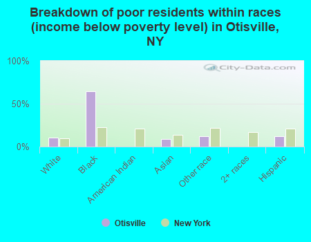 Breakdown of poor residents within races (income below poverty level) in Otisville, NY