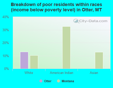 Breakdown of poor residents within races (income below poverty level) in Otter, MT