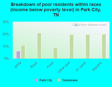 Breakdown of poor residents within races (income below poverty level) in Park City, TN