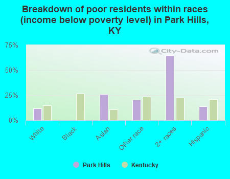 Breakdown of poor residents within races (income below poverty level) in Park Hills, KY