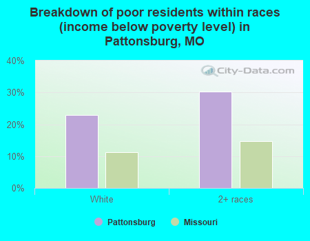 Breakdown of poor residents within races (income below poverty level) in Pattonsburg, MO