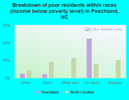 Breakdown of poor residents within races (income below poverty level) in Peachland, NC