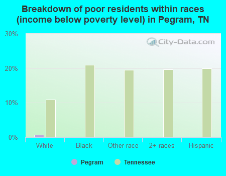 Breakdown of poor residents within races (income below poverty level) in Pegram, TN