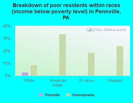 Breakdown of poor residents within races (income below poverty level) in Pennville, PA