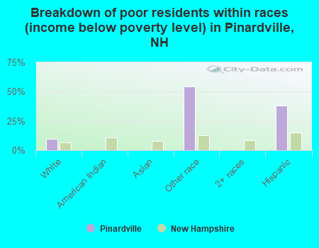 Breakdown of poor residents within races (income below poverty level) in Pinardville, NH