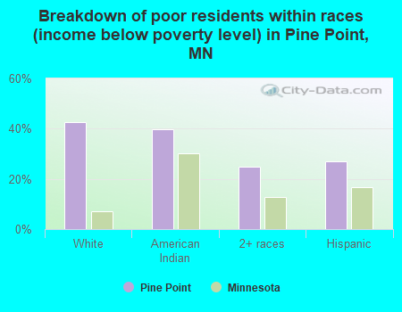 Breakdown of poor residents within races (income below poverty level) in Pine Point, MN