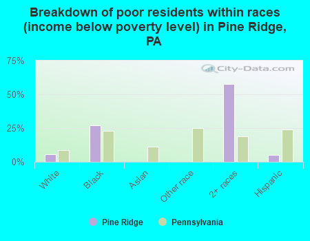 Breakdown of poor residents within races (income below poverty level) in Pine Ridge, PA