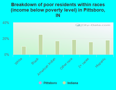 Breakdown of poor residents within races (income below poverty level) in Pittsboro, IN