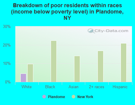 Breakdown of poor residents within races (income below poverty level) in Plandome, NY