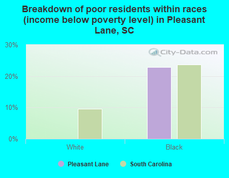Breakdown of poor residents within races (income below poverty level) in Pleasant Lane, SC