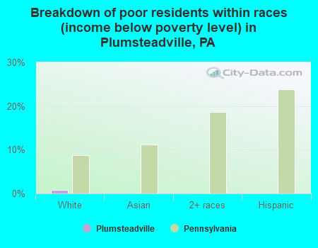 Breakdown of poor residents within races (income below poverty level) in Plumsteadville, PA
