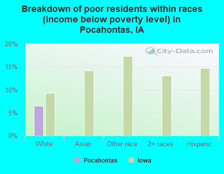 Breakdown of poor residents within races (income below poverty level) in Pocahontas, IA