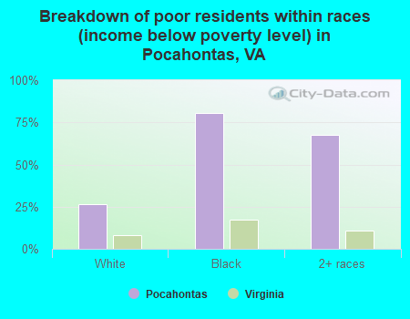 Breakdown of poor residents within races (income below poverty level) in Pocahontas, VA