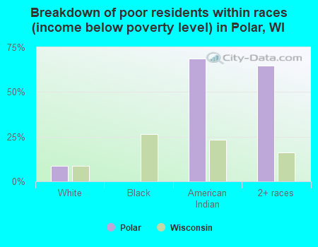Breakdown of poor residents within races (income below poverty level) in Polar, WI