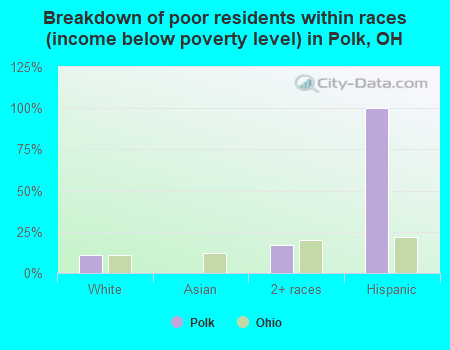 Breakdown of poor residents within races (income below poverty level) in Polk, OH