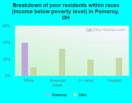 Breakdown of poor residents within races (income below poverty level) in Pomeroy, OH