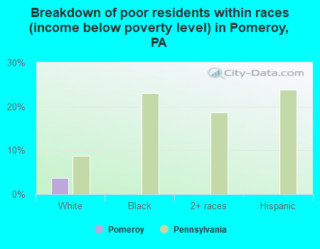 Breakdown of poor residents within races (income below poverty level) in Pomeroy, PA